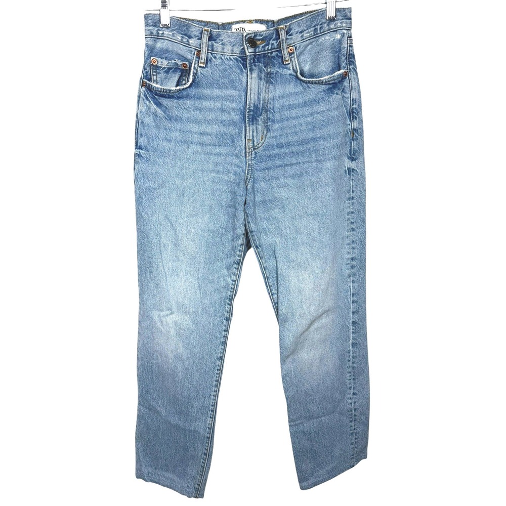 ZARA Vintage Loose Jeans Women's US 2 Short Light Wash 90s High Rise Denim